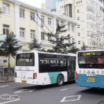 青島市内を走るトロリーバス