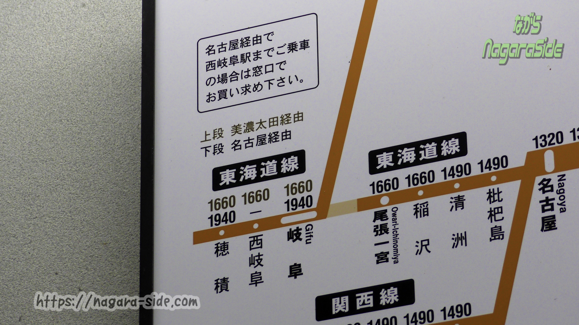 中津川駅の料金表