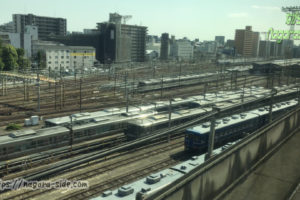 山陽新幹線から望む網干総合車両所宮原支所
