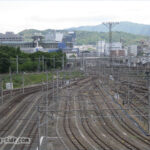 京都鉄道博物館から望む京都貨物駅と京都駅
