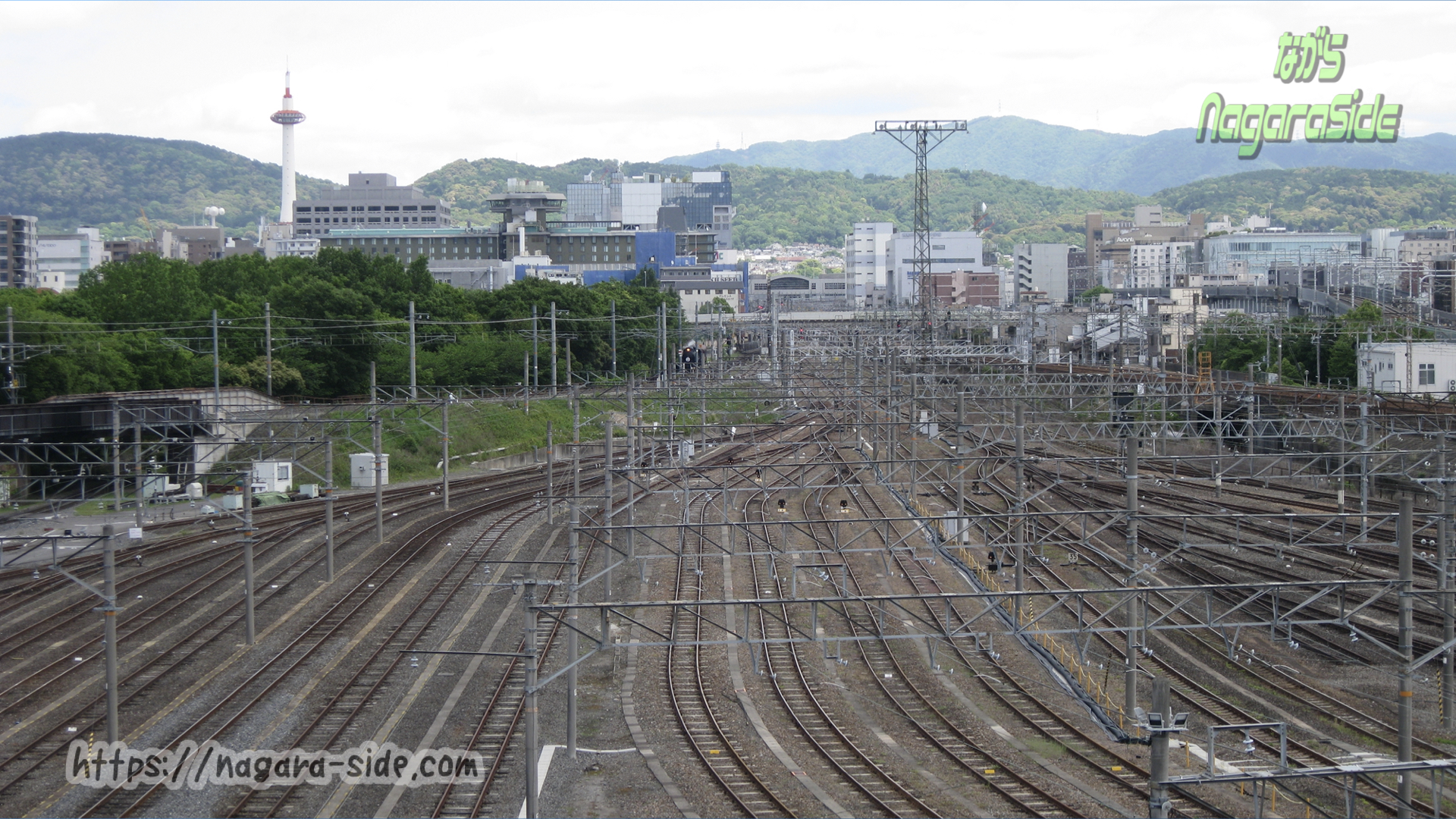 京都鉄道博物館から望む京都貨物駅と京都駅