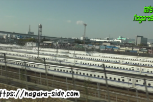 東海道新幹線から見る鳥飼車両基地