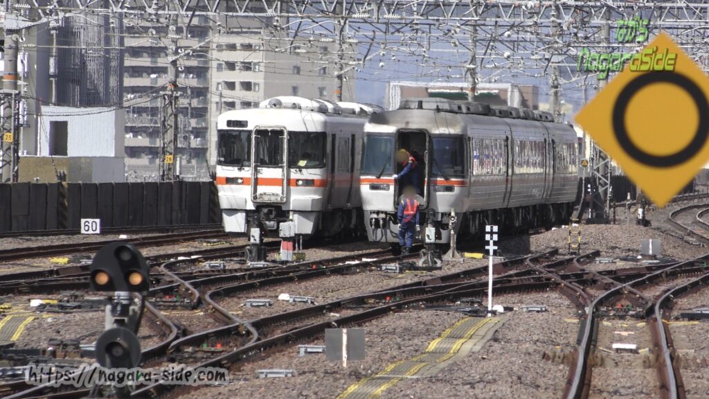岐阜駅の留置線に待避する「ひだ25号」